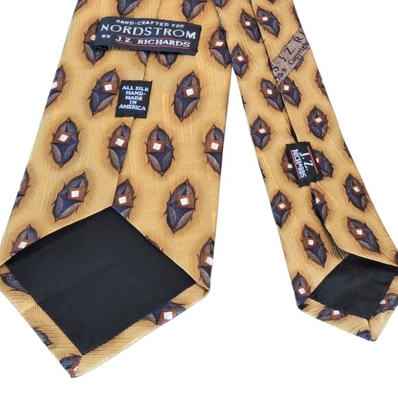 JZ Richards Silk Tie Handmade Necktie America Nordstrom Gold - Picture 3 of 12